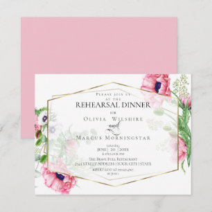 BRÖLLOP REHEARSAL   Blommigten rosa Watercolor Pop Inbjudningar
