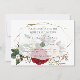 Bröllop Rehearsal | Burgundy Peony Blommigt Spray Inbjudningar