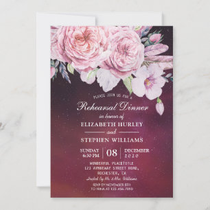 Bröllop Rehearsal Dinner Boho Blommigt Lila Ljus Inbjudningar