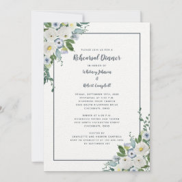 Bröllop Rehearsal Dinner Elegant Blommigt Chic Grå Inbjudningar