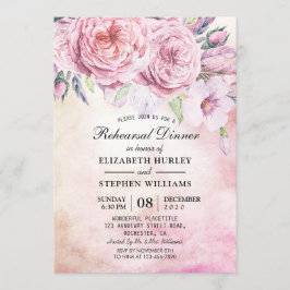 Bröllop Rehearsal Dinner Elegant Watercolor Blommi Inbjudningar
