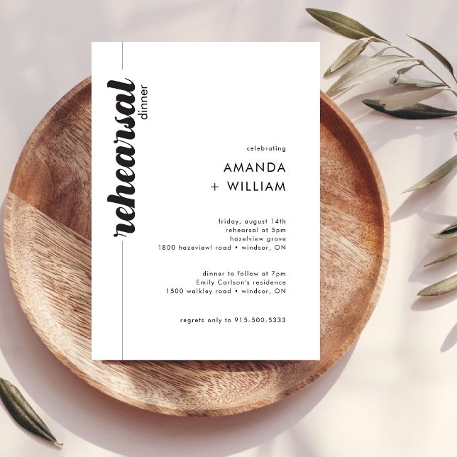 Bröllop Rehearsal Dinner fet typografi Inbjudningar (Skapare uppladdad)