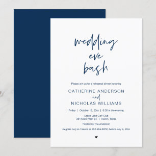 Bröllop Rehearsal Dinner, kväll bash firande Inv Inbjudningar