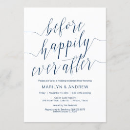 Bröllop Rehearsal Dinner, marinblå kalligrafi Inbjudningar