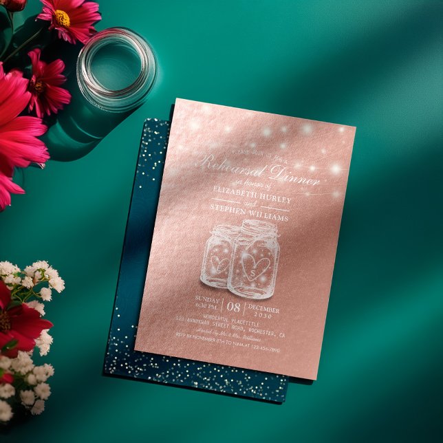 Bröllop Rehearsal Dinner Mason Burk Ro Guld Foil Inbjudningar (Skapare uppladdad)