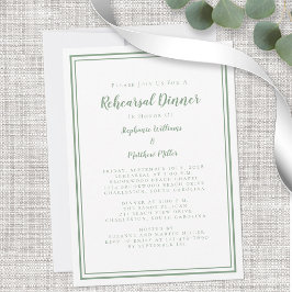 Bröllop Rehearsal Dinner Modern Sage Grönt White Inbjudningar