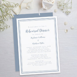 Bröllop Rehearsal Dinner Modern Simple Dusty Blue Inbjudningar