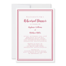 Bröllop Rehearsal Dinner Modern Simple Magenta Red
