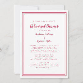 Bröllop Rehearsal Dinner Modern Simple Magenta Red Inbjudningar