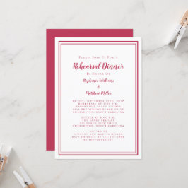 Bröllop Rehearsal Dinner Modern Simple Magenta Red Inbjudningar