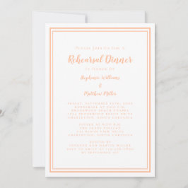 Bröllop Rehearsal Dinner Modern Simple Peach White Inbjudningar