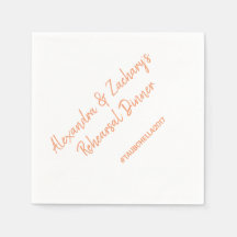 Bröllop Rehearsal Dinner Napkins Hashtag Peach