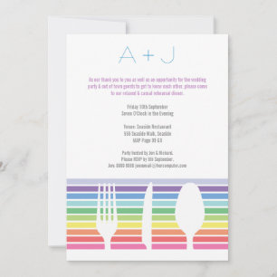 Bröllop Rehearsal Dinner Rainbow Cutlery Inbjudan