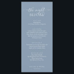 Bröllop Rehearsal Dinner, Romantic Dusty Blue Meny<br><div class="desc">Bröllop Rehearsal Dinner,  Romantic Dusty Blue natten före Menu. Du kan enkelt anpassa och anpassa dig efter dina behov,  och dina middagsgäster blir glada när de ser den här perfekten och snyggten på middagsmenyn.</div>