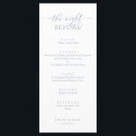 Bröllop Rehearsal Dinner, Romantic Dusty Blue Meny<br><div class="desc">Bröllop Rehearsal Dinner,  Romantic Dusty Blue natten före Menu. Du kan enkelt anpassa och anpassa dig efter dina behov,  och dina middagsgäster blir glada när de ser den här perfekten och snyggten på middagsmenyn.</div>