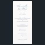Bröllop Rehearsal Dinner, Romantic Dusty Blue Meny<br><div class="desc">Bröllop Rehearsal Dinner,  Romantic Dusty Blue natten före Menu. Du kan enkelt anpassa och anpassa dig efter dina behov,  och dina middagsgäster blir glada när de ser den här perfekten och snyggten på middagsmenyn.</div>