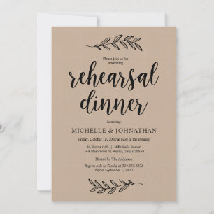 Bröllop Rehearsal Dinner, Rustic Farm Brown Kraft Inbjudningar