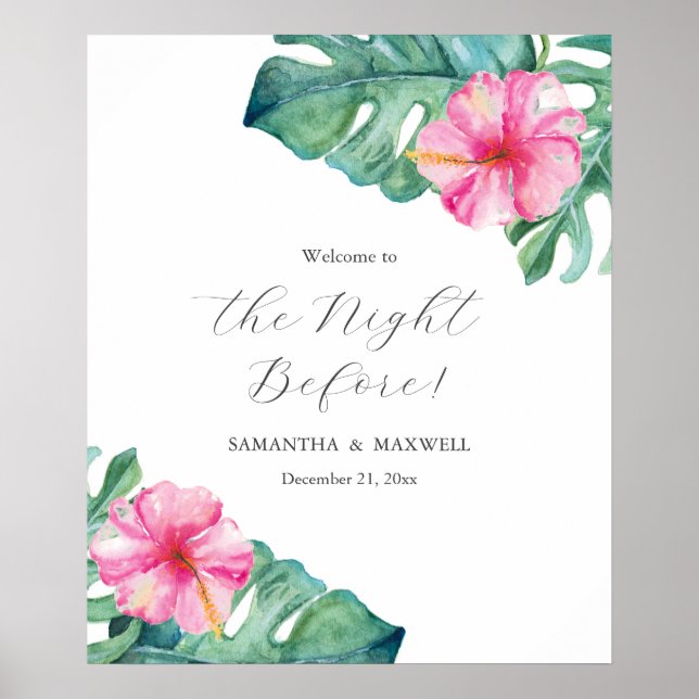 Bröllop Rehearsal Dinner Signs Hibiscus Flowers Poster (Framsidan)