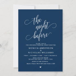 Bröllop Rehearsal Dinner, Simple Navy Blue Script. Inbjudningar