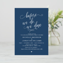 Bröllop Rehearsal Dinner, Simple Navy Blue Script. Inbjudningar