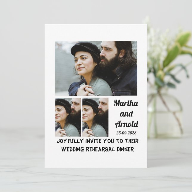 Bröllop Rehearsal Middag anpassningsbar 3 Fotokoll Inbjudningar (Stående Fram)