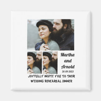 Bröllop Rehearsal Middag anpassningsbar 3 Fotokoll Magnet