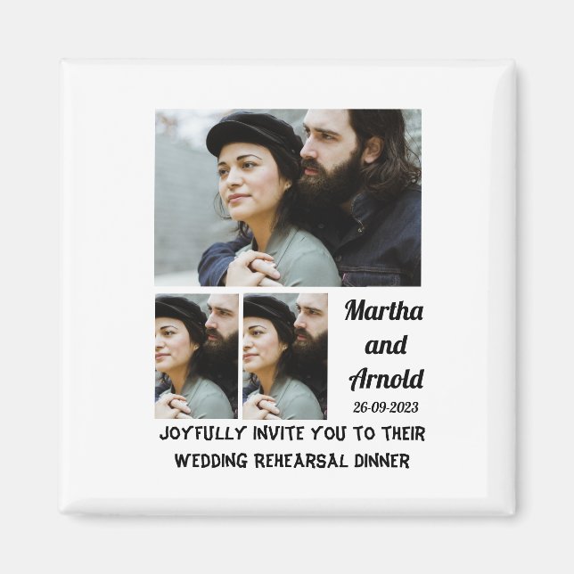 Bröllop Rehearsal Middag anpassningsbar 3 Fotokoll Magnet (Framsidan)