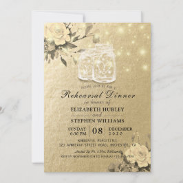 Bröllop Rehearsal Middag Blommigt Mason Burk Ljus Inbjudningar