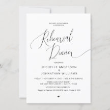 Bröllop Rehearsal Middag, enkel Modern Black Invi