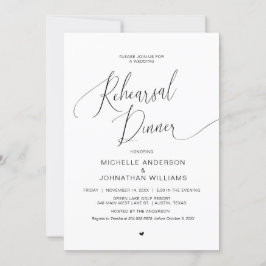 Bröllop Rehearsal Middag, enkel Modern Black Invi Inbjudningar