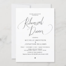 Bröllop Rehearsal Middag, enkel Modern Black Invi