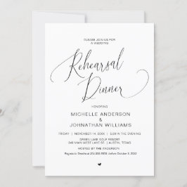 Bröllop Rehearsal Middag, enkel Modern Black Invi Inbjudningar