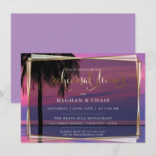 Bröllop Rehearsal Middag | Exotisk tropisk natt Inbjudningar (Fram/baksida)