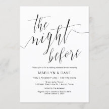 Bröllop repetitionsmiddag, enkel svart kalligrafi