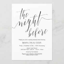 Bröllop repetitionsmiddag, enkel svart kalligrafi inbjudningar