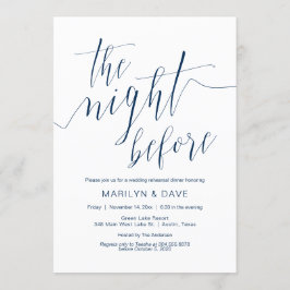 Bröllop repetitionsmiddag, marinblått kalligrafi inbjudningar