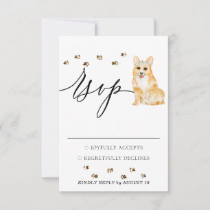 Bröllop Response Welcome Corgi Hund OSA Kort