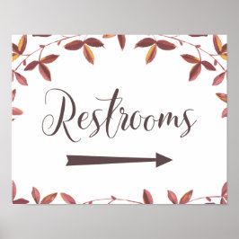 Bröllop Restroom Höger Arrow Sign Rustic Höst  Poster