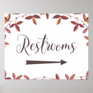 Bröllop Restroom Höger Arrow Sign Rustic Höst Poster
