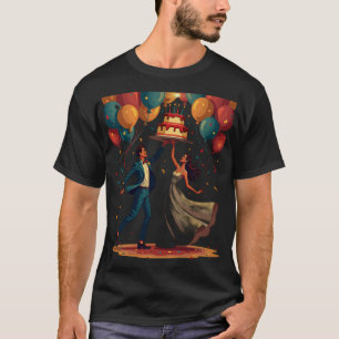 Bröllop Retro Brud Brudgum Dansande Glänsande Ting T Shirt