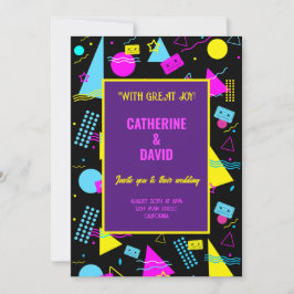 Bröllop Retro Colorful Stil Firande Inbjudningar