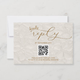 Bröllop Retro Enkel Beige QR OSA Kort