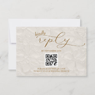Bröllop Retro Enkel Beige QR OSA Kort