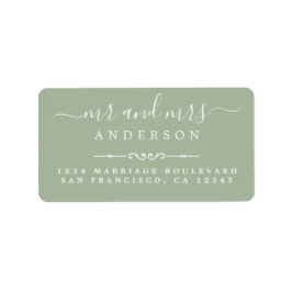 Bröllop Returadress, Grönt, Script Laurel Adressetikett