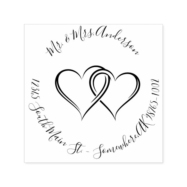 Bröllop Returadress Hearts Namn Självfärgande Stämpel (Design)