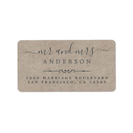 Bröllop Returadress, Pappra, fru Script Kraft Adressetikett