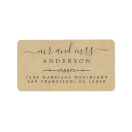 Bröllop Returadress, Pappra, fru Script Kraft Adressetikett