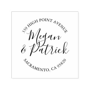 Bröllop Returadress runda  Frimärke Självfärgande Stämpel