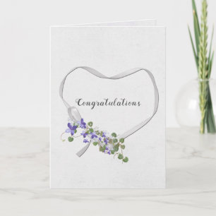 Bröllop Ribbon Heart med Ivy Bouquet Card Kort