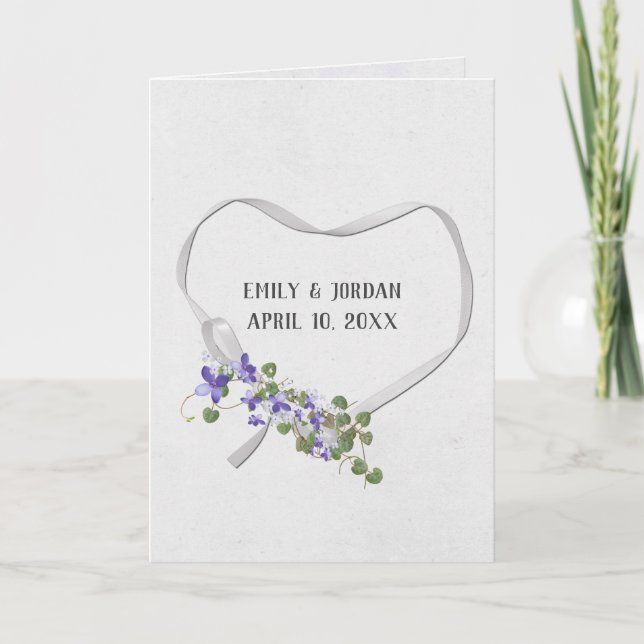 Bröllop Ribbon Heart med Ivy Bouquet Card Kort (Framsida)